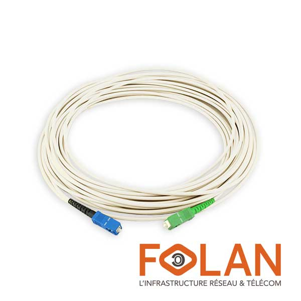 3m Cable a Fibre Optique pour Freebox Free, SC/APC vers SC/UPC Simplex  Monomode OS2 9/125um LSZH, Blanc (3m)