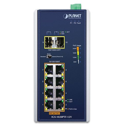 Splitter Gigabit PoE Industriel 90W 48V - Commutateurs Ethernet
