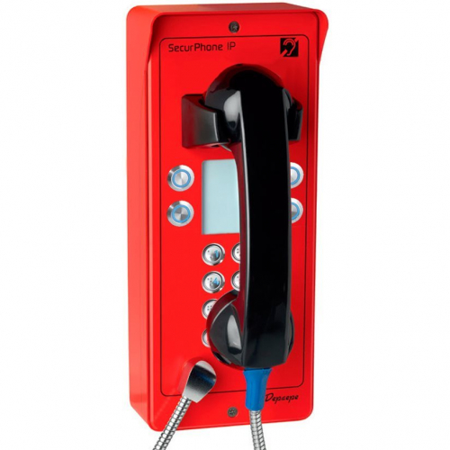 Téléphone d'urgence extérieur SIP clavier en braille rouge 4 boutons mémoire Depaepe Securphone Ip alimentation POE 802.3af en option ref PVI24R