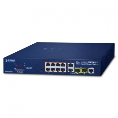 Planet FGSD-1008HPS Switch Ethernet 8 ports 100Mbits PoE at + 2 Gigabit SFP